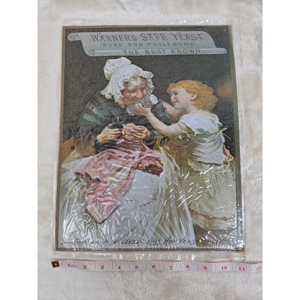 Vintage Warner's Safe Yeast Advertising Tin Sign Old General Store Decor